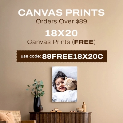 Canvas Prints Orders Over $89, 18x20 Canvas Prints (FREE) - Use Code: 89FREE18X20C
